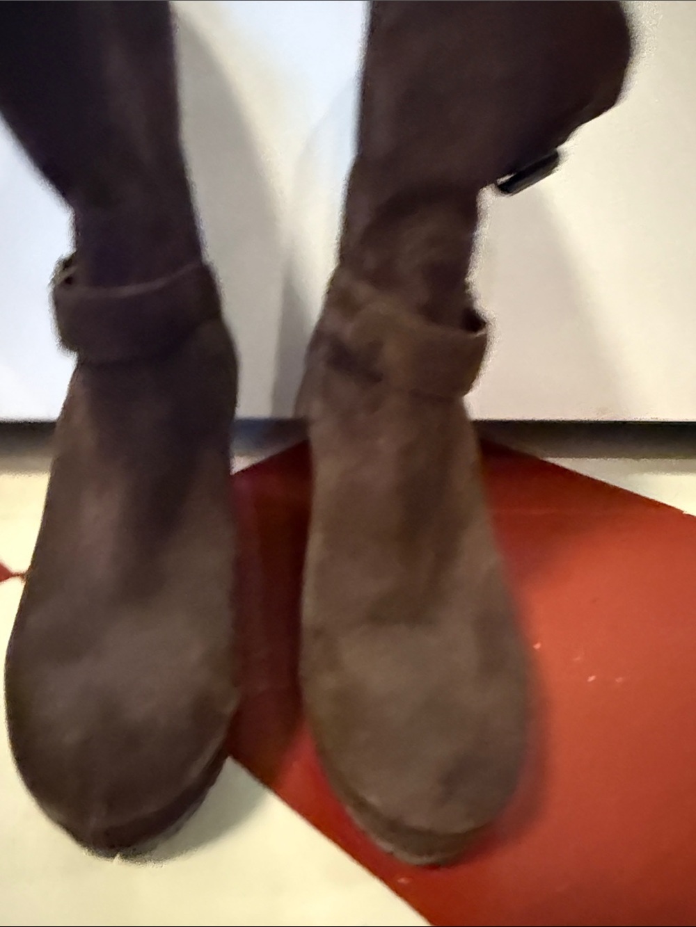 Prada Brown Suede Wedge Boots with Buckle Straps lite lug sole - Picture 10 of 14